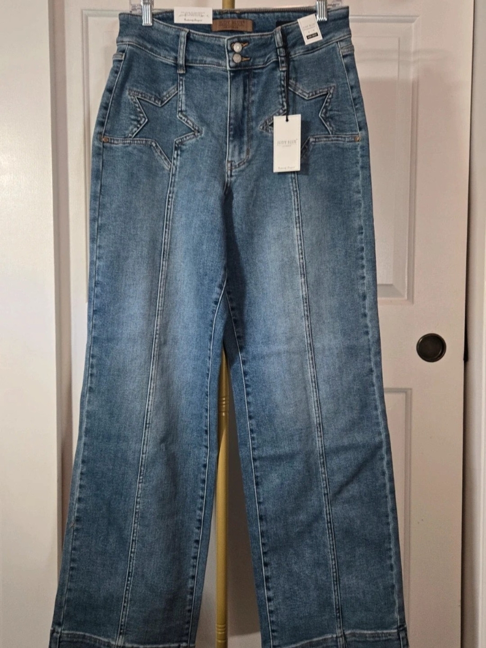 Judy Blue Light Blue Wide Leg Star Stitch Jeans